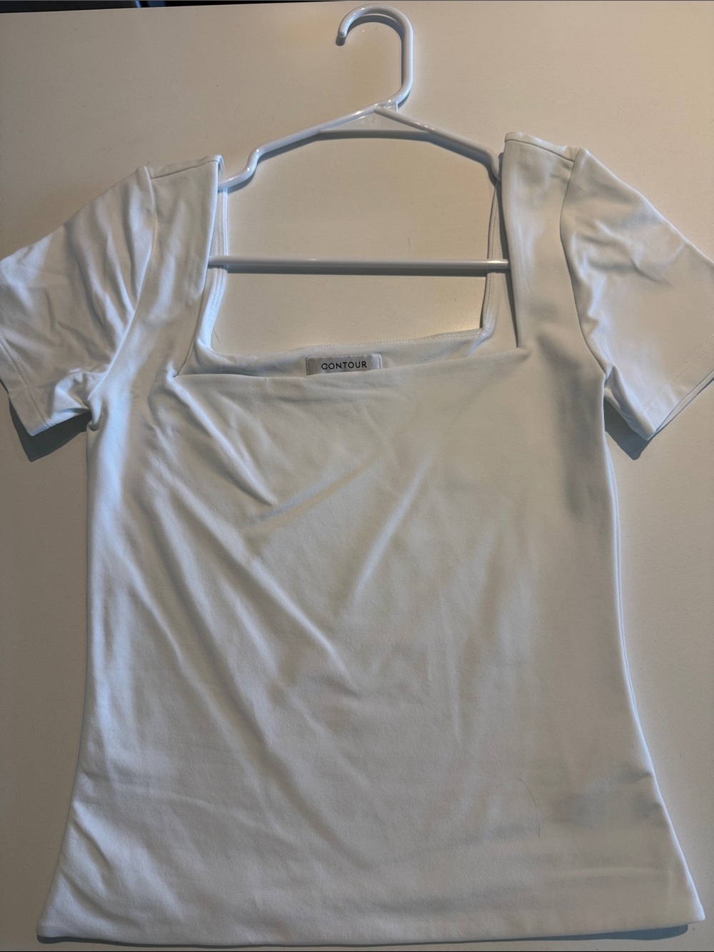 Aritzia White Square Neck Short Sleeve Tee